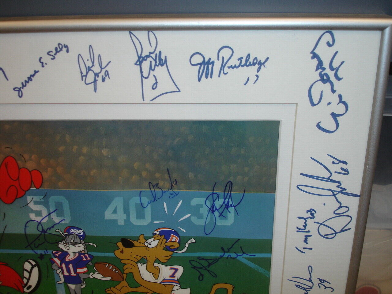 Warner Brothers Bugs Bunny 1986 NY GIANTS Team Signed LE 175/250 Animation Art