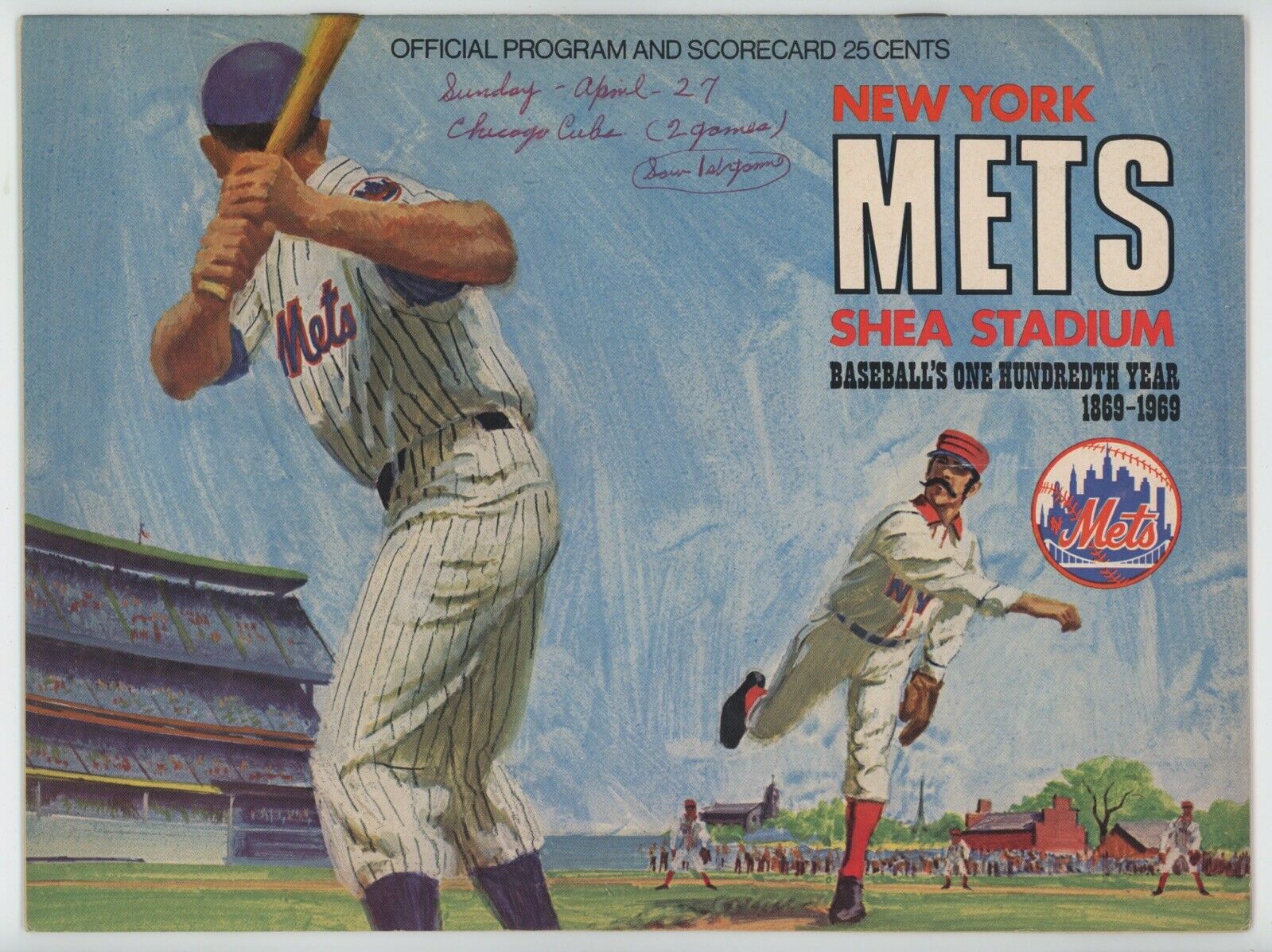 April 27, 1969 NY Mets vs Chicago Cubs Program at Shea Stadium • Neatly Scored