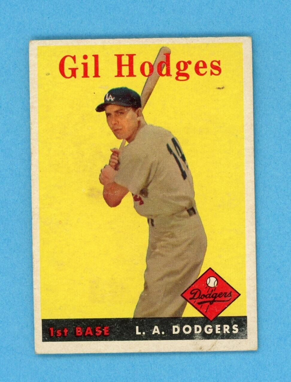 1958 Topps #162 Gil Hodges Los Angeles Dodgers Baseball Card EX scf mks ab