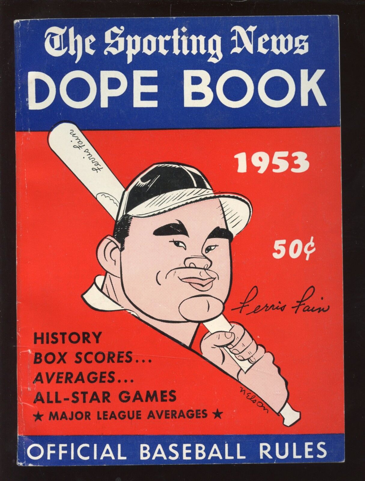 1953 The Sporting News Dope Book With Ferris Fain Cover EX