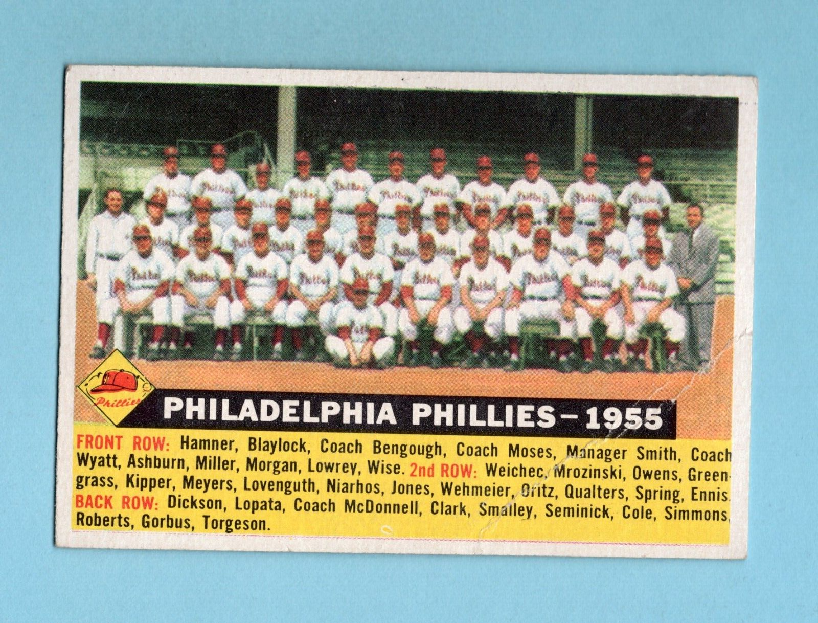 1956 Topps #72 Philadelphia Phillies Team Baseball Card Low Grade