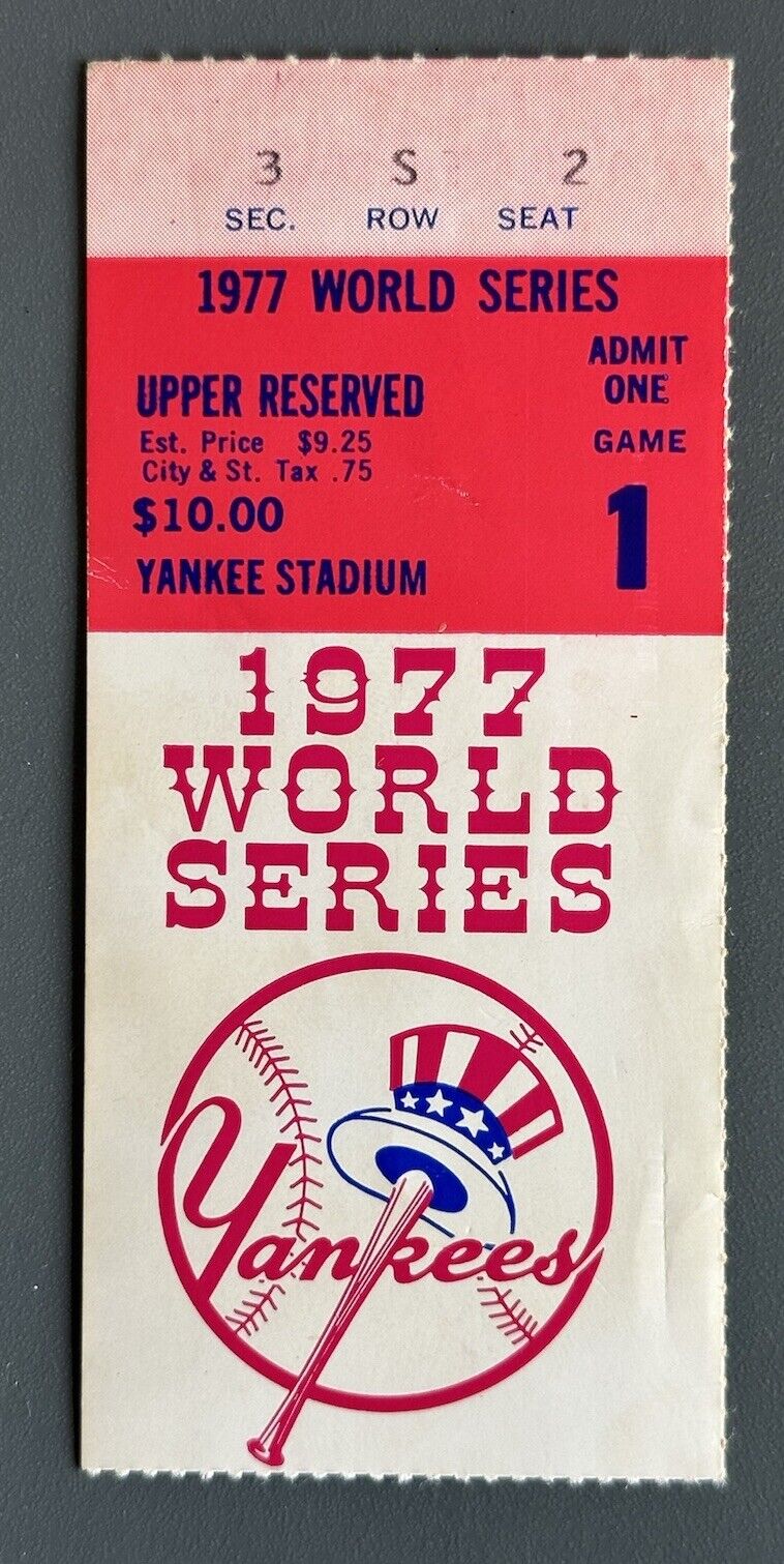 1977 World Series Ticket Stub Game 1 Dodgers @ Yankees Willie Randolph Home Run