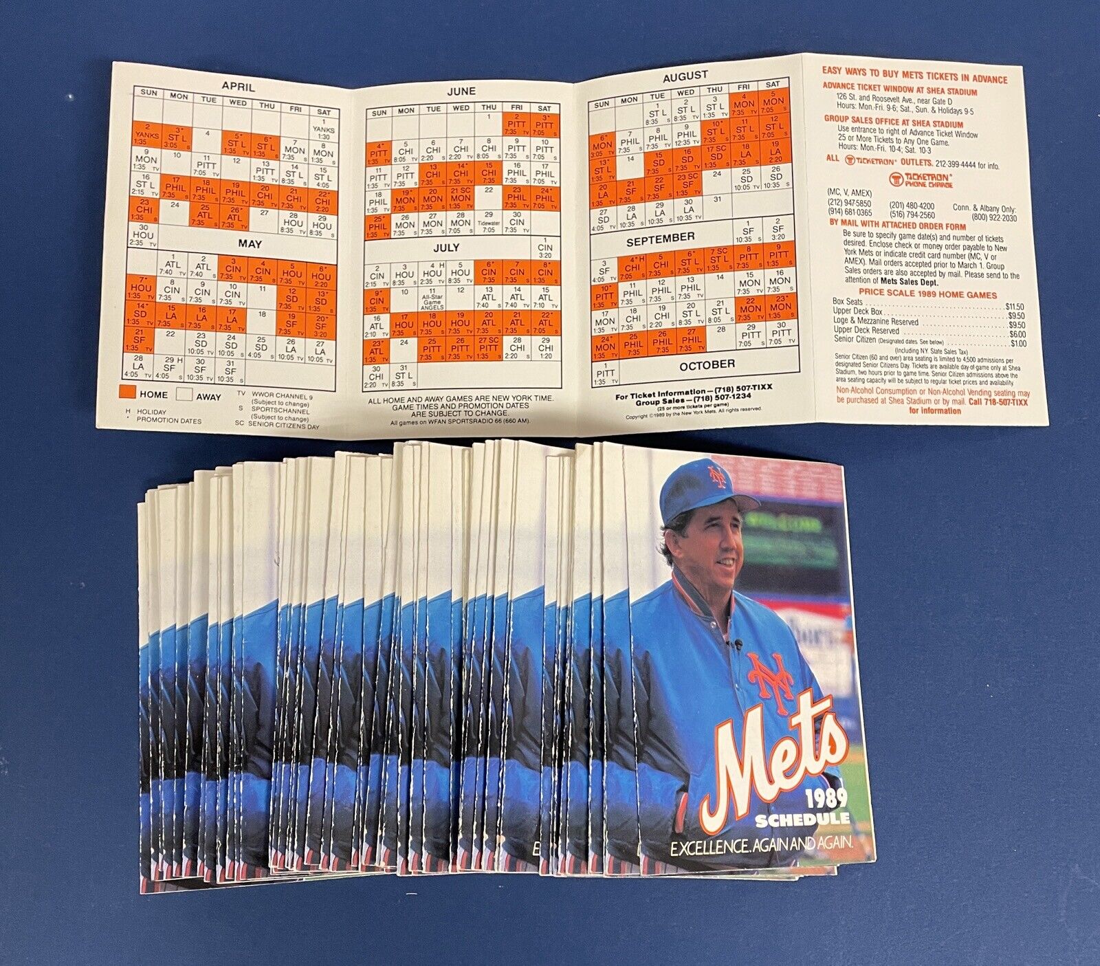 Lot of 83 New York Mets Official 1989 Pocket Schedules