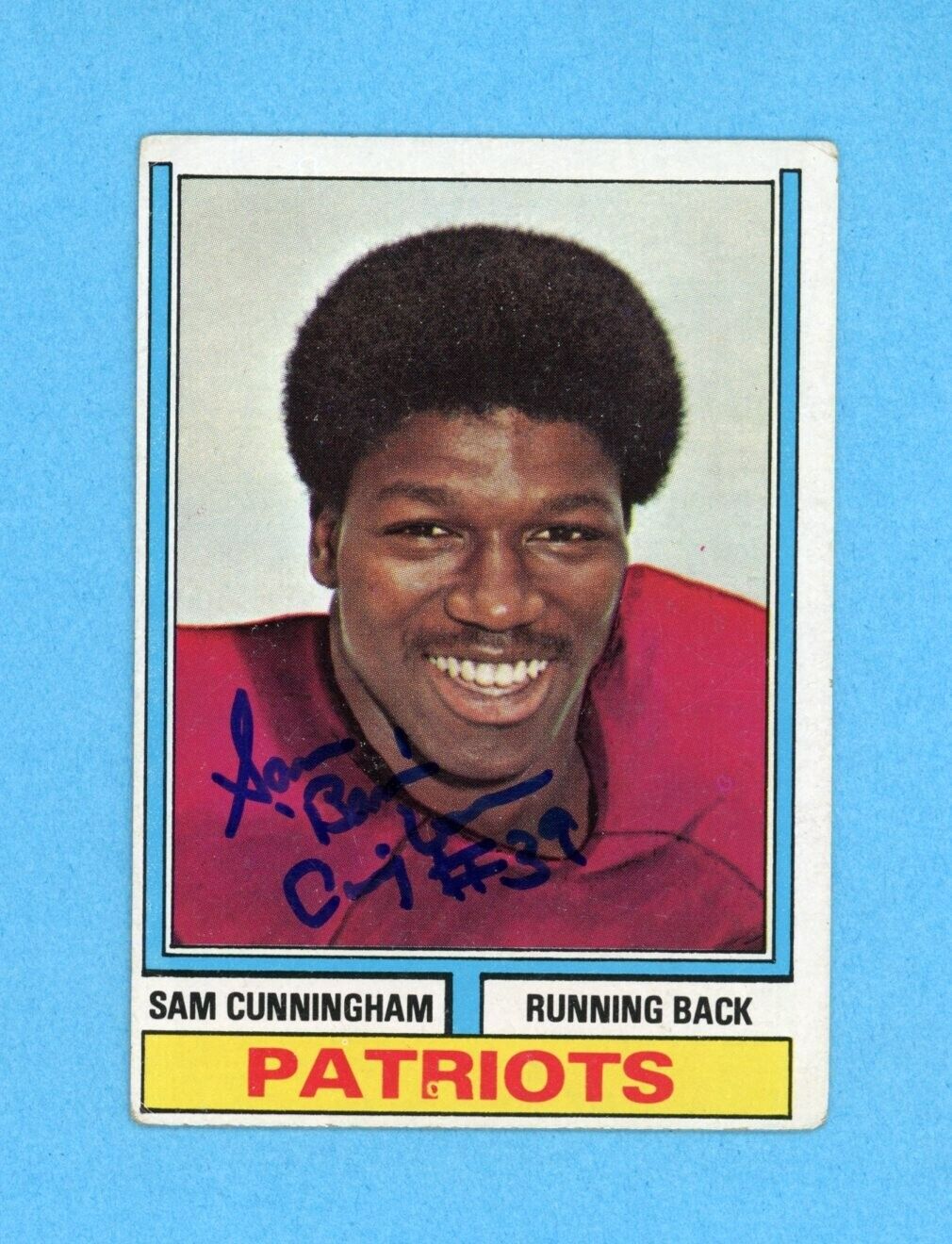 Sam Cunningham New England Patriots 1974 Topps #502 Autographed Football Card