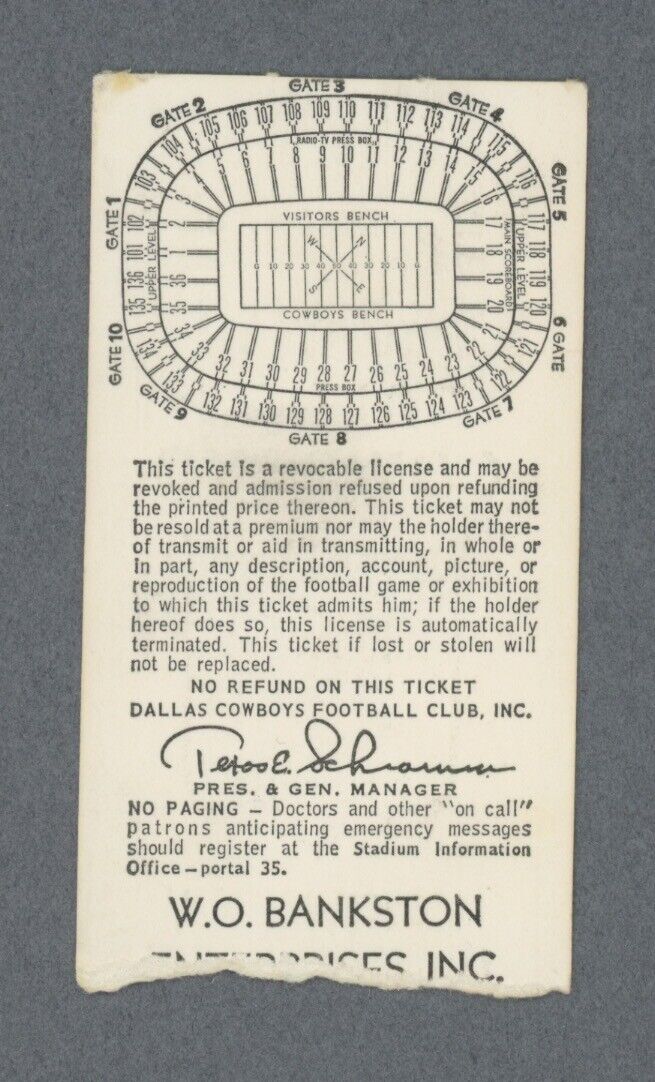 NFC Playoff Game 12/23/73 • LA Rams vs Dallas Cowboys • Ticket Stub