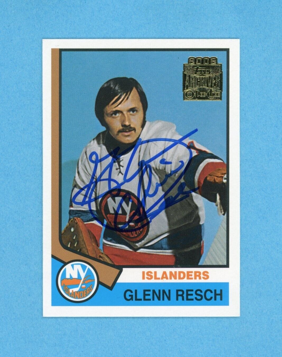 Glenn Chico Resch 2001-02 Topps/OPC Archives #58 Autographed Hockey Card