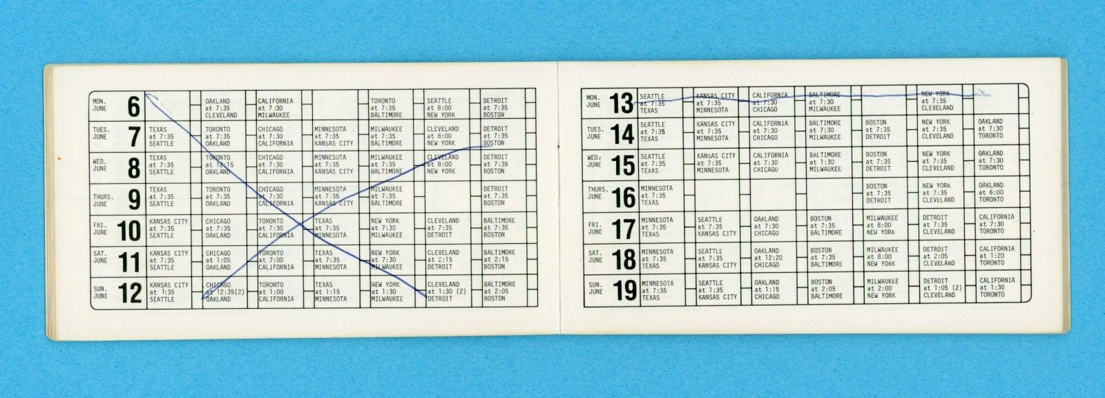 1983 American League Official Schedule Booklet