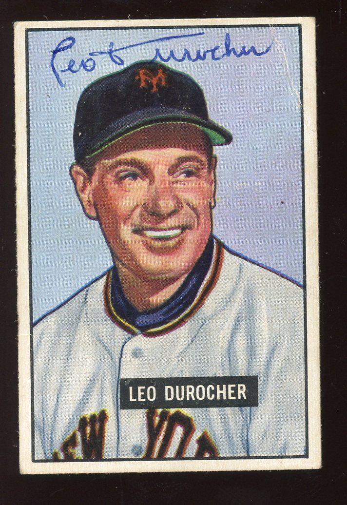 1951 Bownman Baseball Card #233 Leo Durocher Autographed Hologram