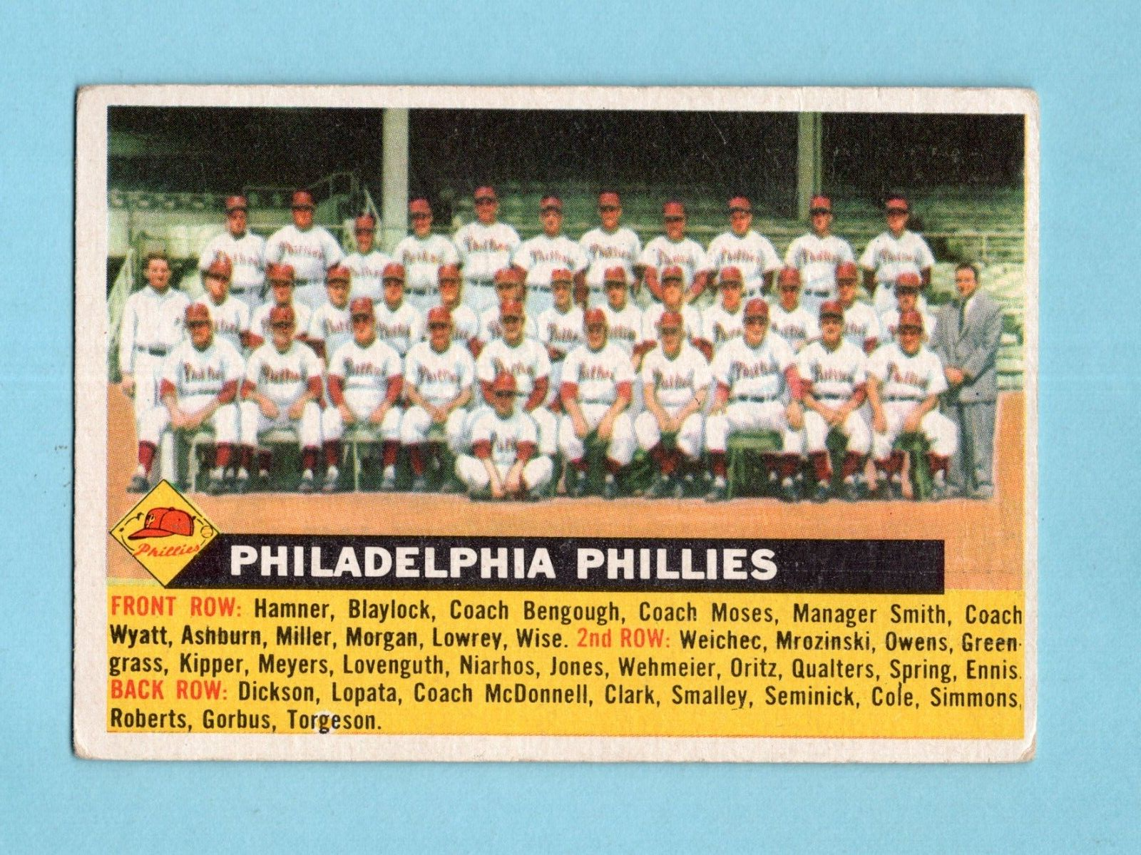 1956 Topps #72 Philadelphia Phillies Team Baseball Card Vg/Ex