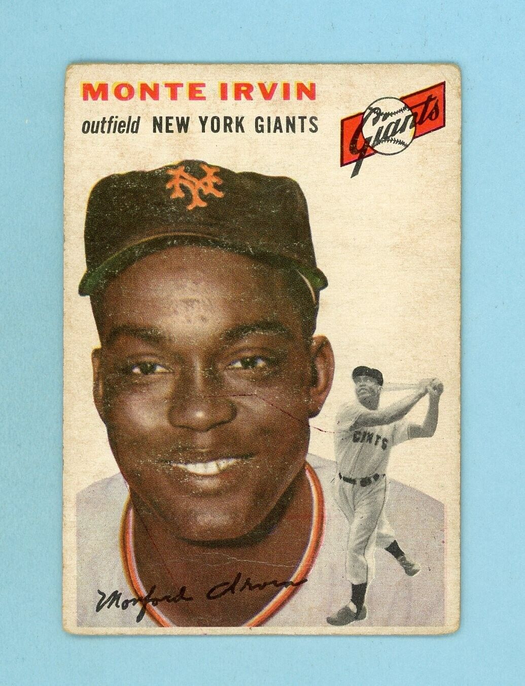 1954 Topps #3 Monte Irvin New York Giants Baseball Card Low Grade