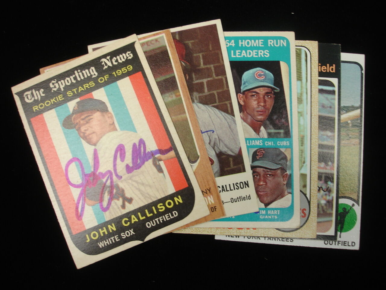 Group of 7 Autographed Johnny Callison Baseball Cards