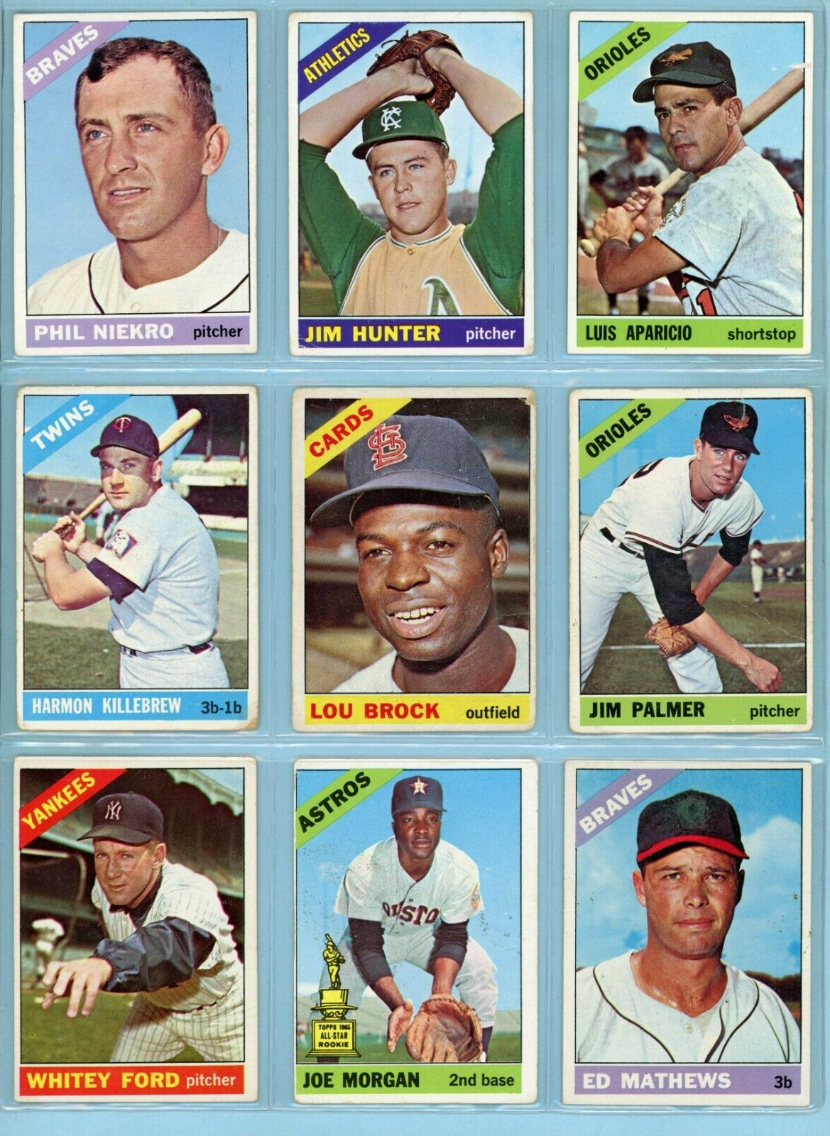 1966 Topps Lot of 12 Different Hall of Famer Baseball Cards Low Grade