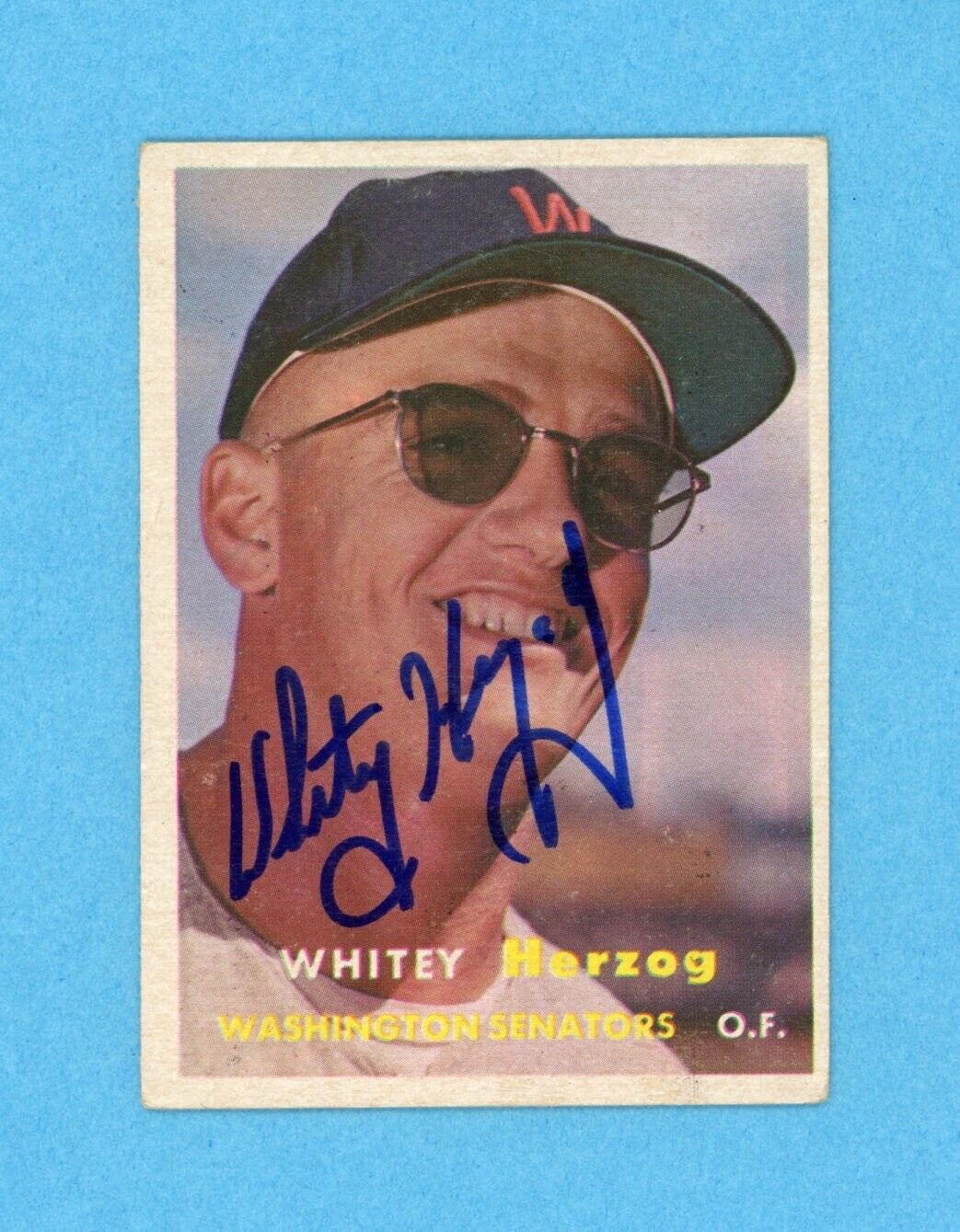 Whitey Herzog Signed 1957 Topps Rookie Card #29 • Auto with B&E Hologram