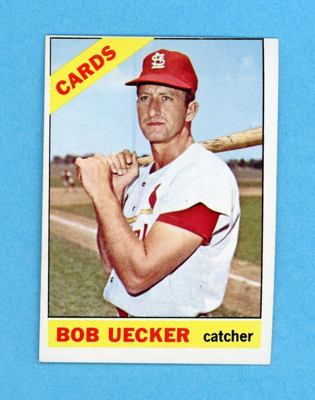 1966 Topps #91 Bob Uecker St. Louis Cardinals Baseball Card NM o/c ds