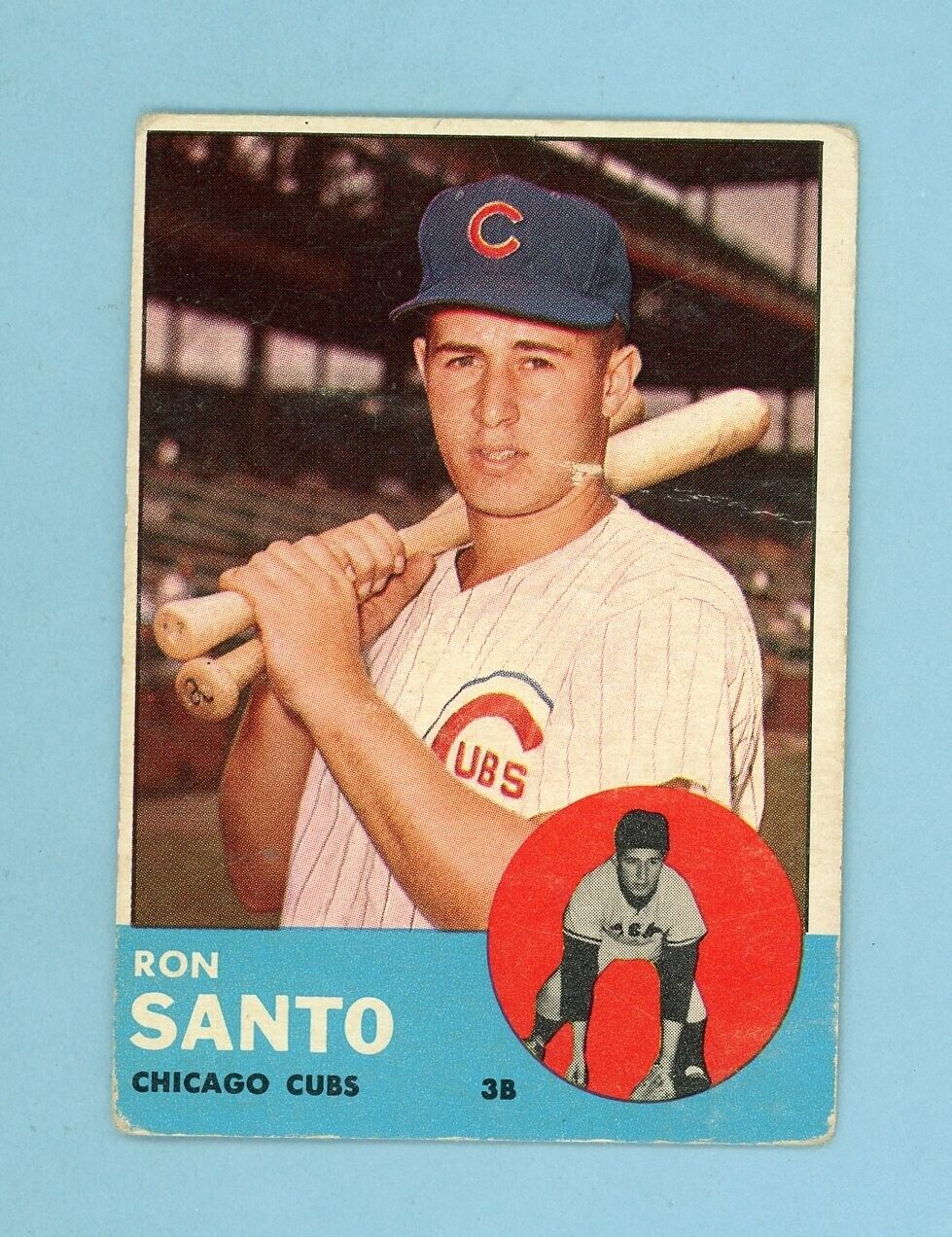 1963 Topps #252 Ron Santo Chicago Cubs Baseball Card Low Grade