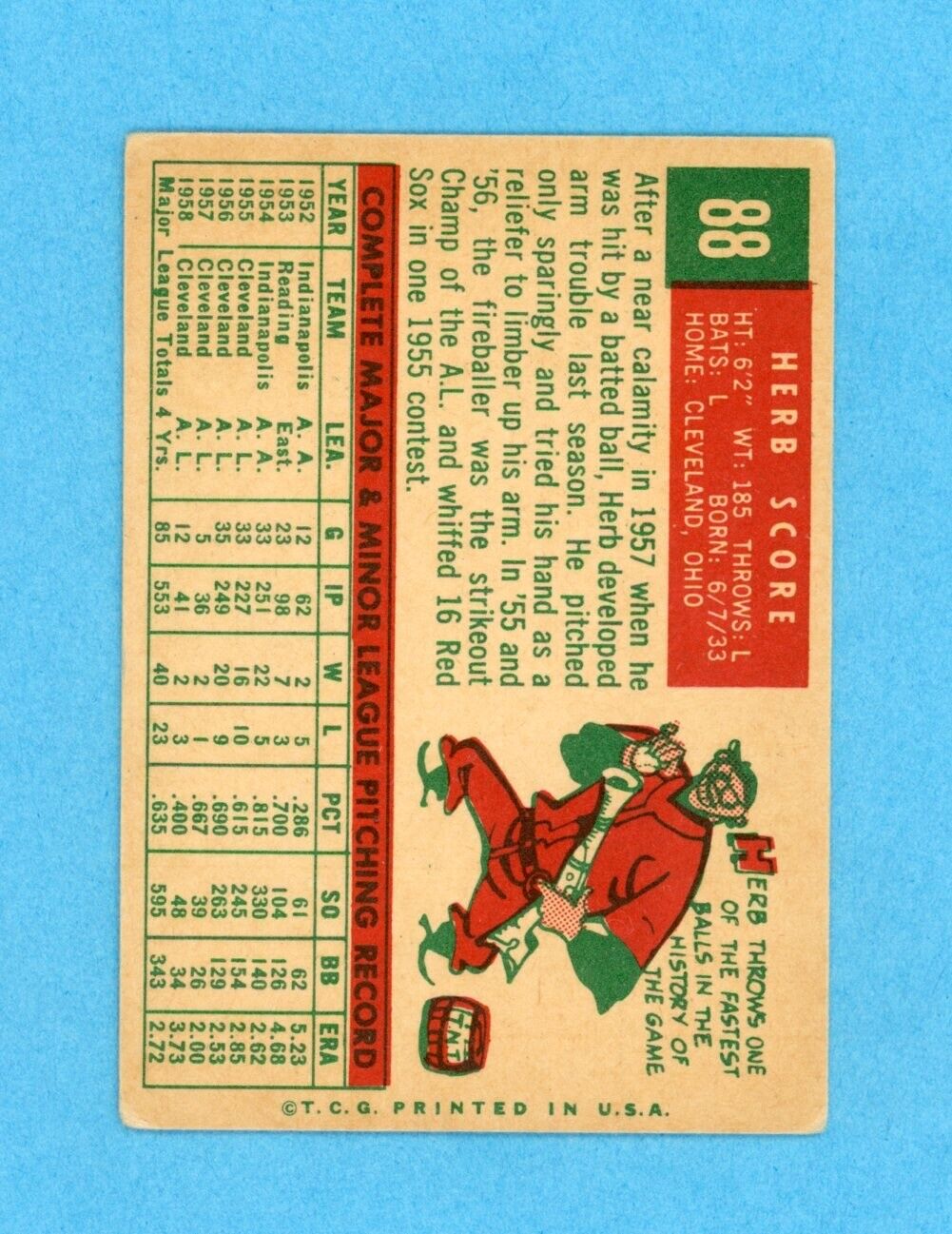 Herb Score Signed 1959 Topps Card #88 • Auto with B&E Hologram