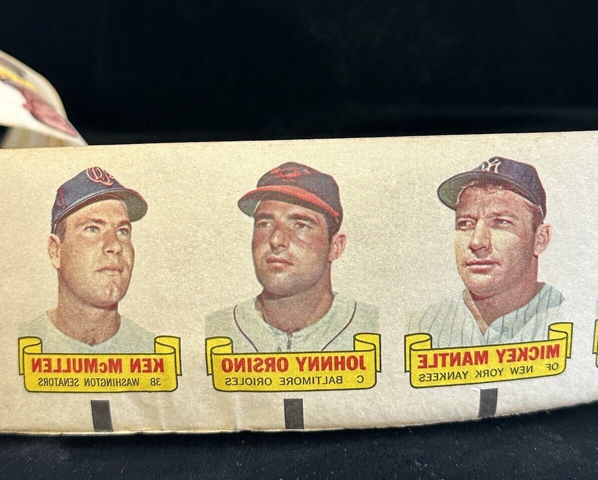 1966 Topps Rub-Offs Uncut Roll of 105 w/ 5 Mickey Mantles