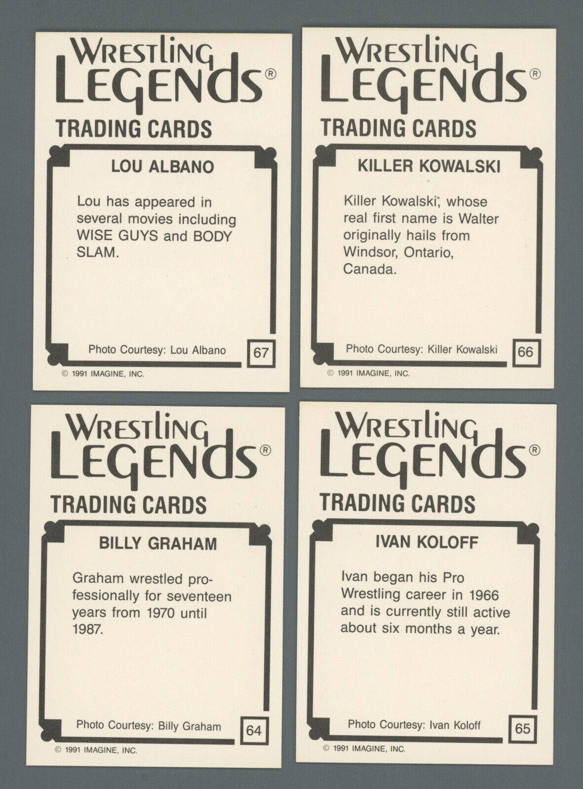 Bruno Sammartino & Domenic DeNucci SIGNED Wrestling Wrestler Cards + 6 Unsigned