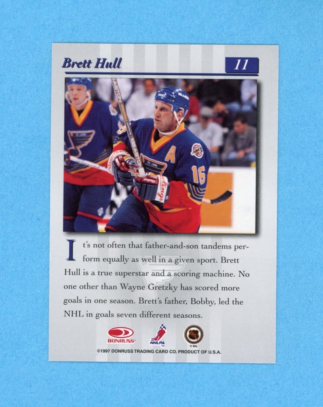 Brett Hull Signed 1997 Donruss Studio Card #11 • Auto w B&E Hologram