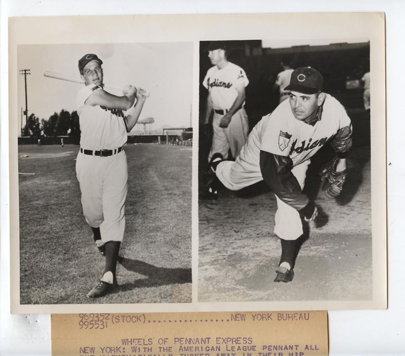 Original 1954 Indians Go For AL Win Record Wire Photo