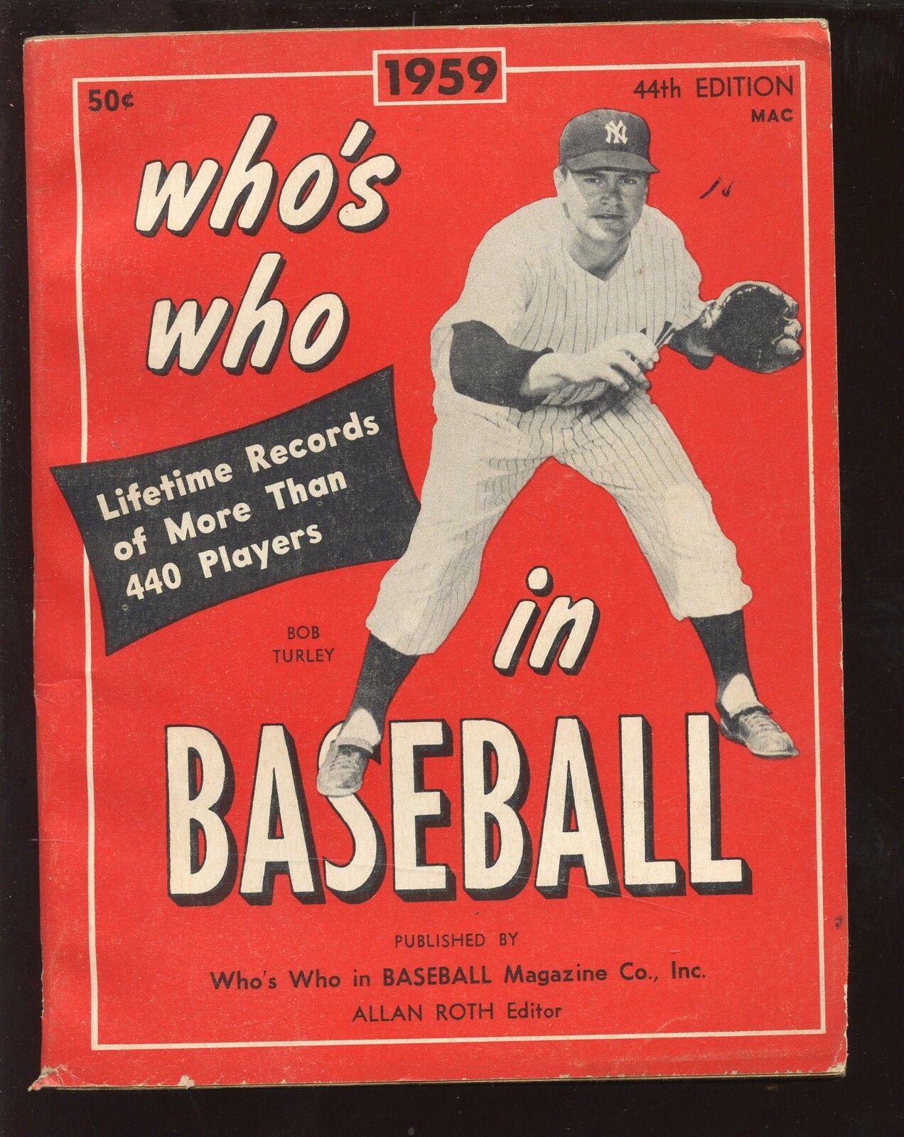 1959 Whos Who in Baseball Bob Turley New York Yankees Front Cover EX