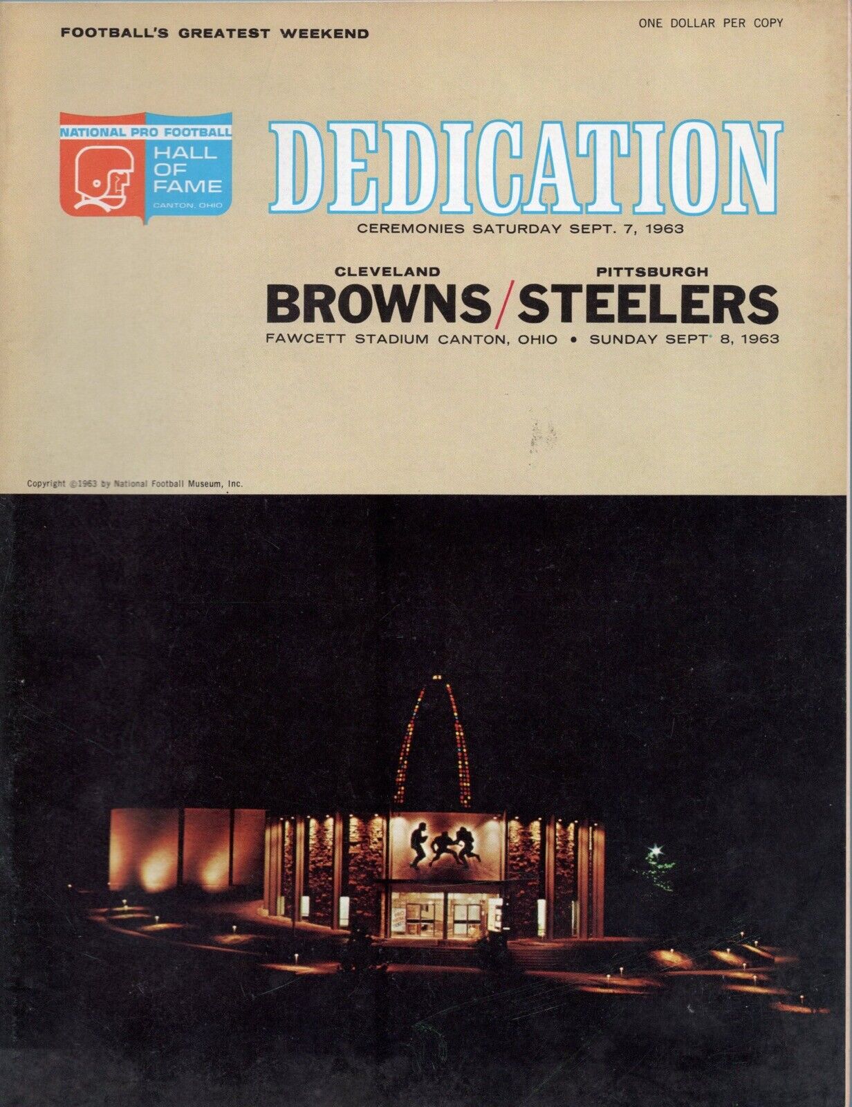 1963 Hall of Fame Dedication and Game Program • Browns vs Steelers