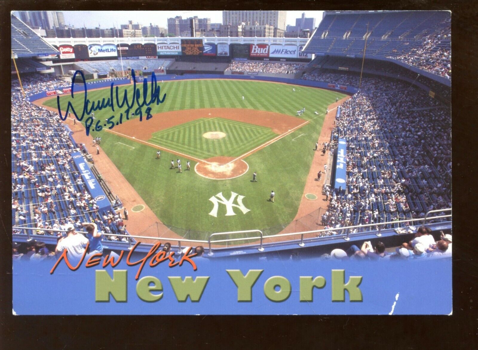 Six David Wells PG 5-17-98 Autographed New York Yankee Stadium Postcards (6) 