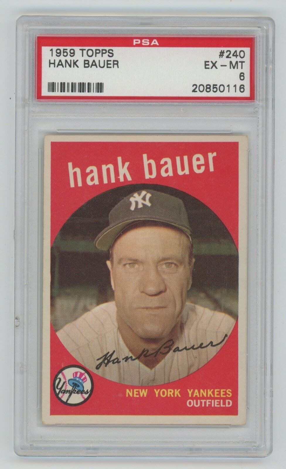 Hank Bauer 1959 Topps Card #240 PSA 6 EX-MT