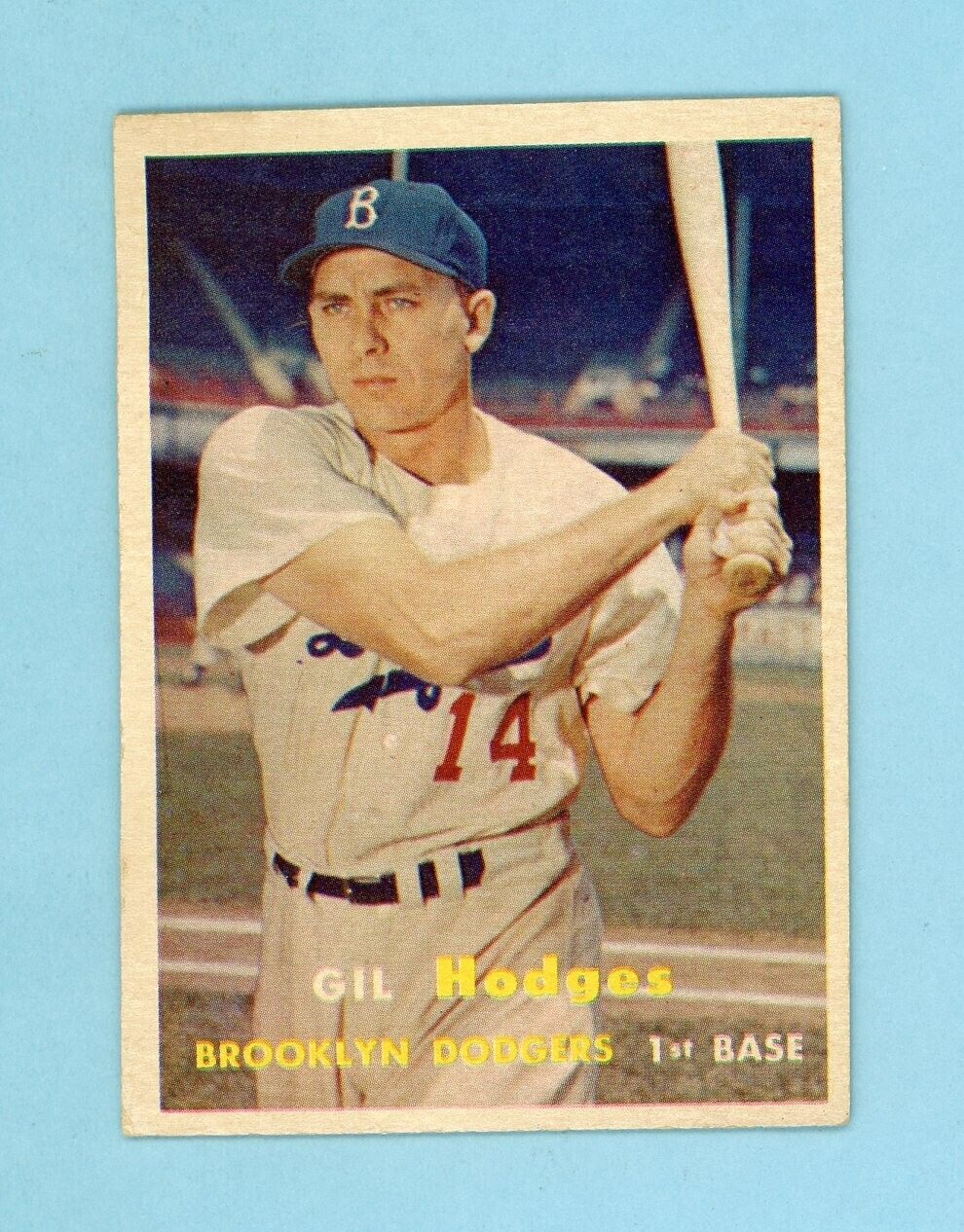 1957 Topps #80 Gil Hodges Brooklyn Dodgers Baseball Card EX+ ap ws