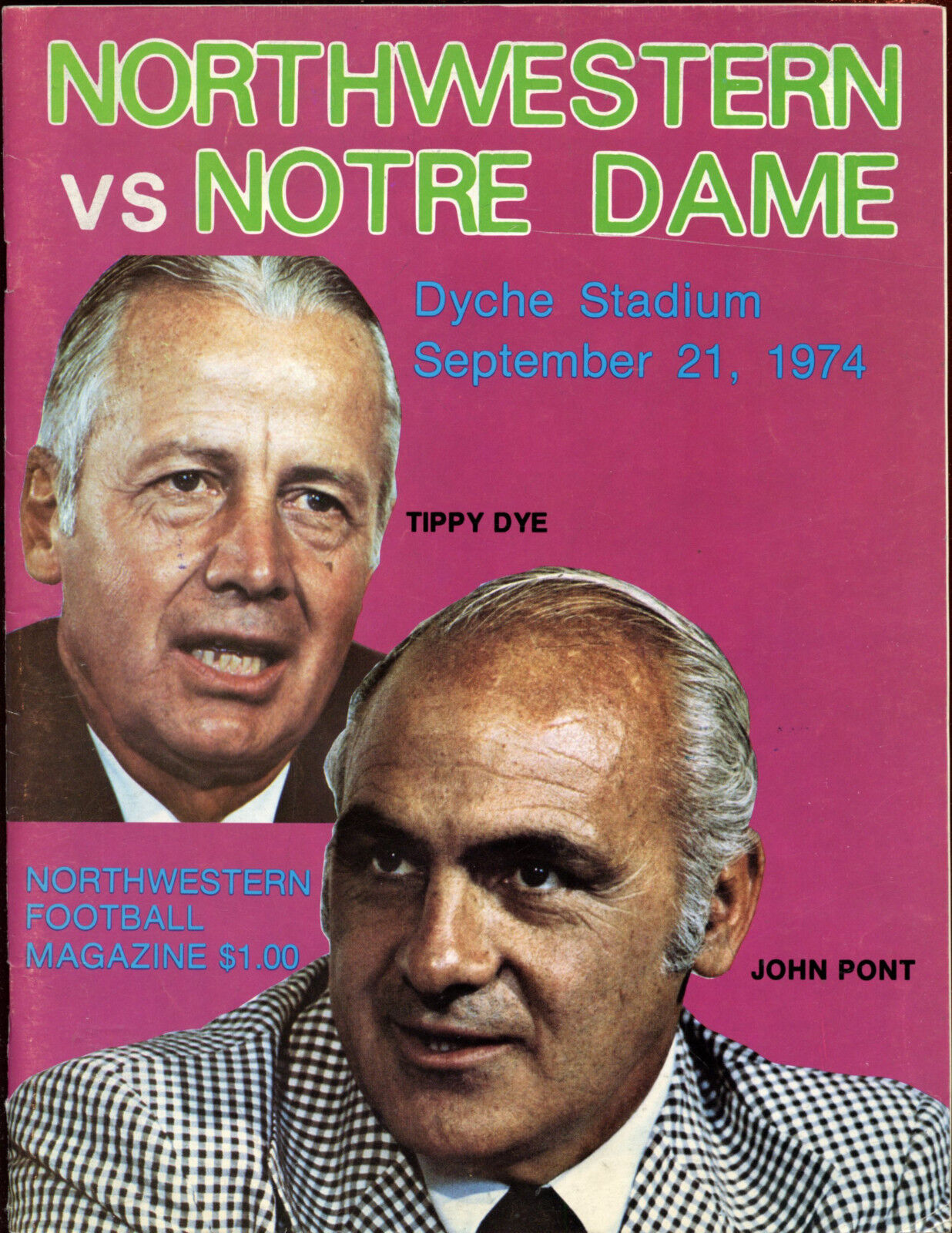 September 21 1974 NCAA Football Notre Dame at Northwestern EX+