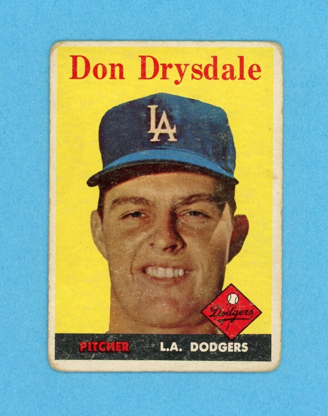 1958 Topps #25 Don Drysdale Los Angeles Dodgers Baseball Card Low Grade