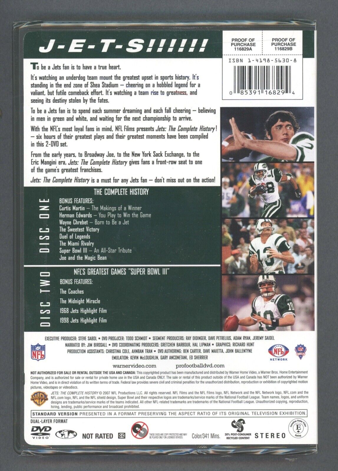 Don Maynard & Wayne Chrebet Signed NY Jets Sealed DVD Auto w Jets COA