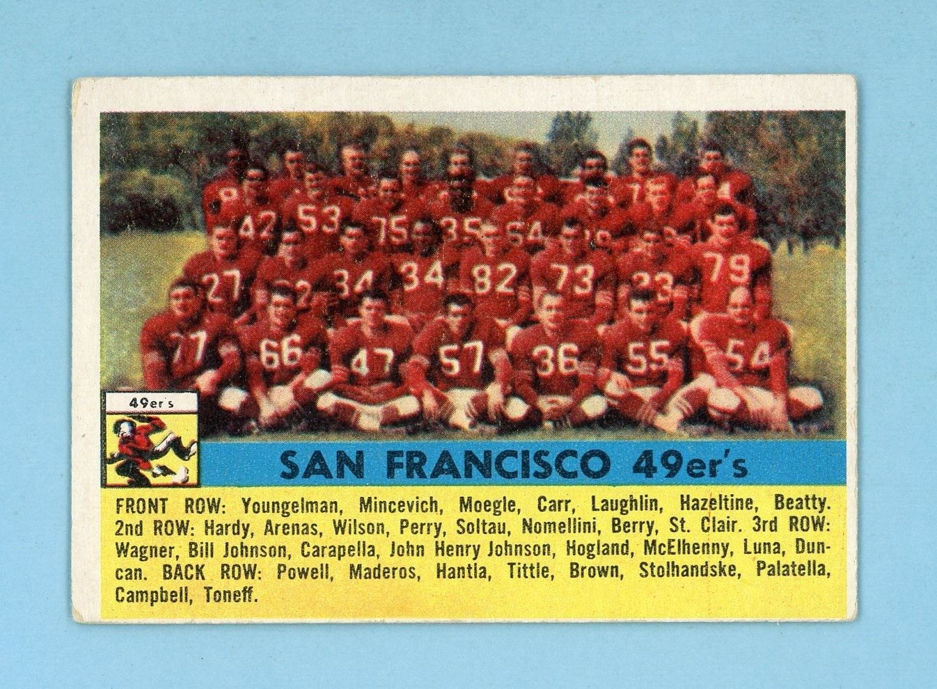 1956 Topps #26 San Francisco 49ers Team Football Card Vg/Ex