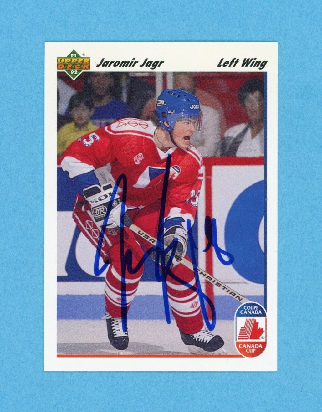 Jaromir Jagr Team Czech 1991-92 Upper Deck #20 Autographed Hockey Card