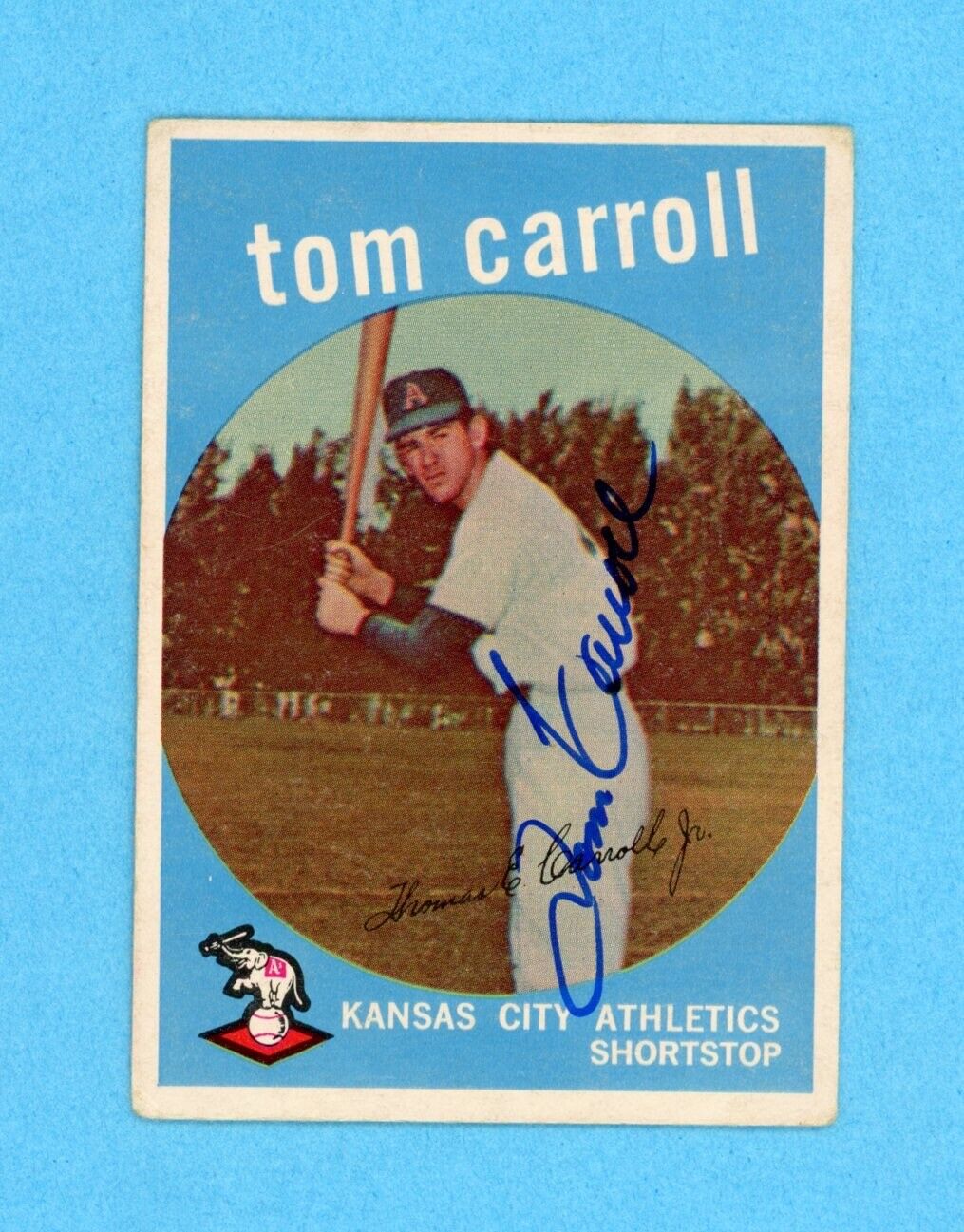 Tom Carroll Signed 1959 Topps Card #513 • Auto with B&E Hologram