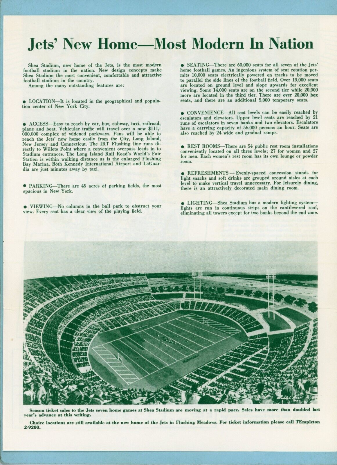 February 1964 Vol. 1 No. 1 Jet Stream New York Jets AFL Tri-Fold Newsletter