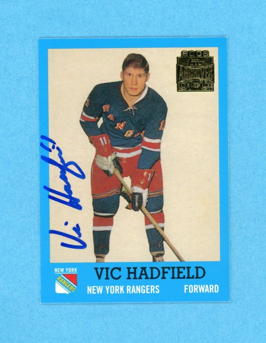 Vic Hadfield 2001-02 Topps/OPC Archives #41 Autographed Hockey Card