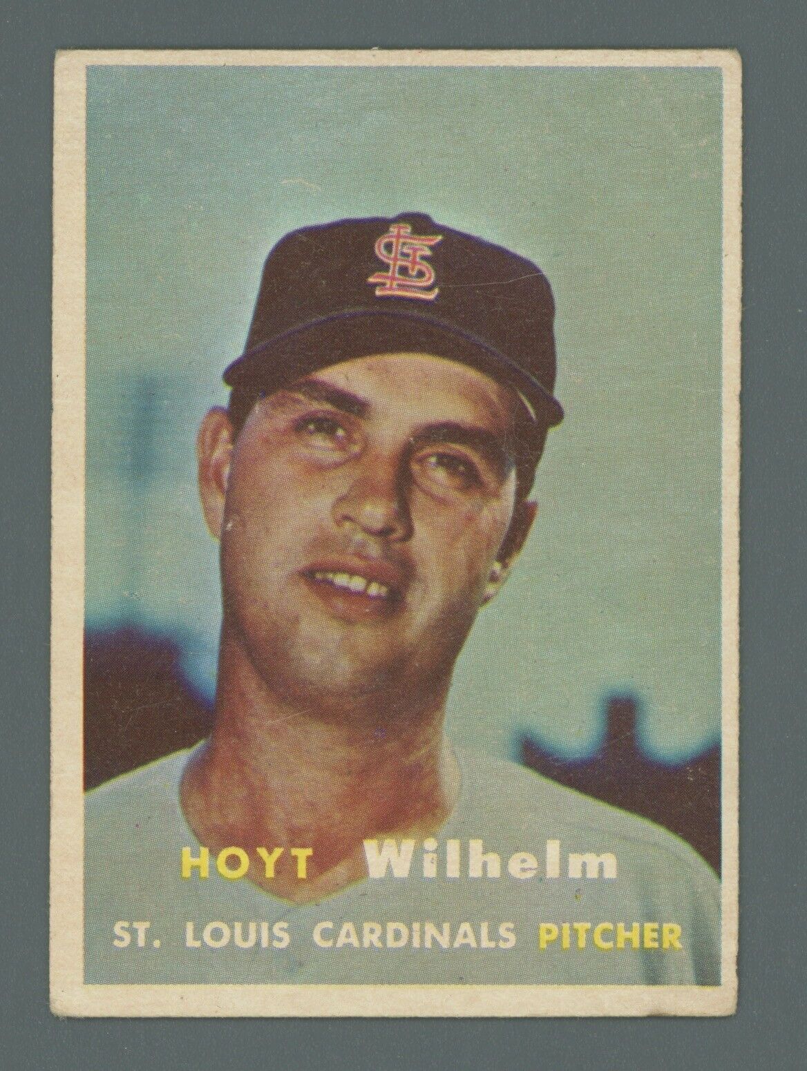 1957 Topps #203 Hoyt Wilhelm St. Louis Cardinals Baseball Card Vg/Ex lth wrks