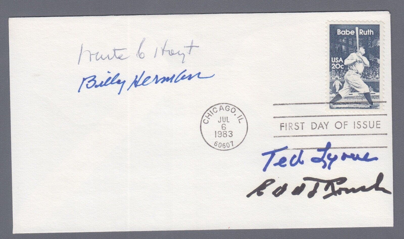 4 Hall of Famers Signed Cachet First Day Cover 7/6/83 Auto with B&E Hologram