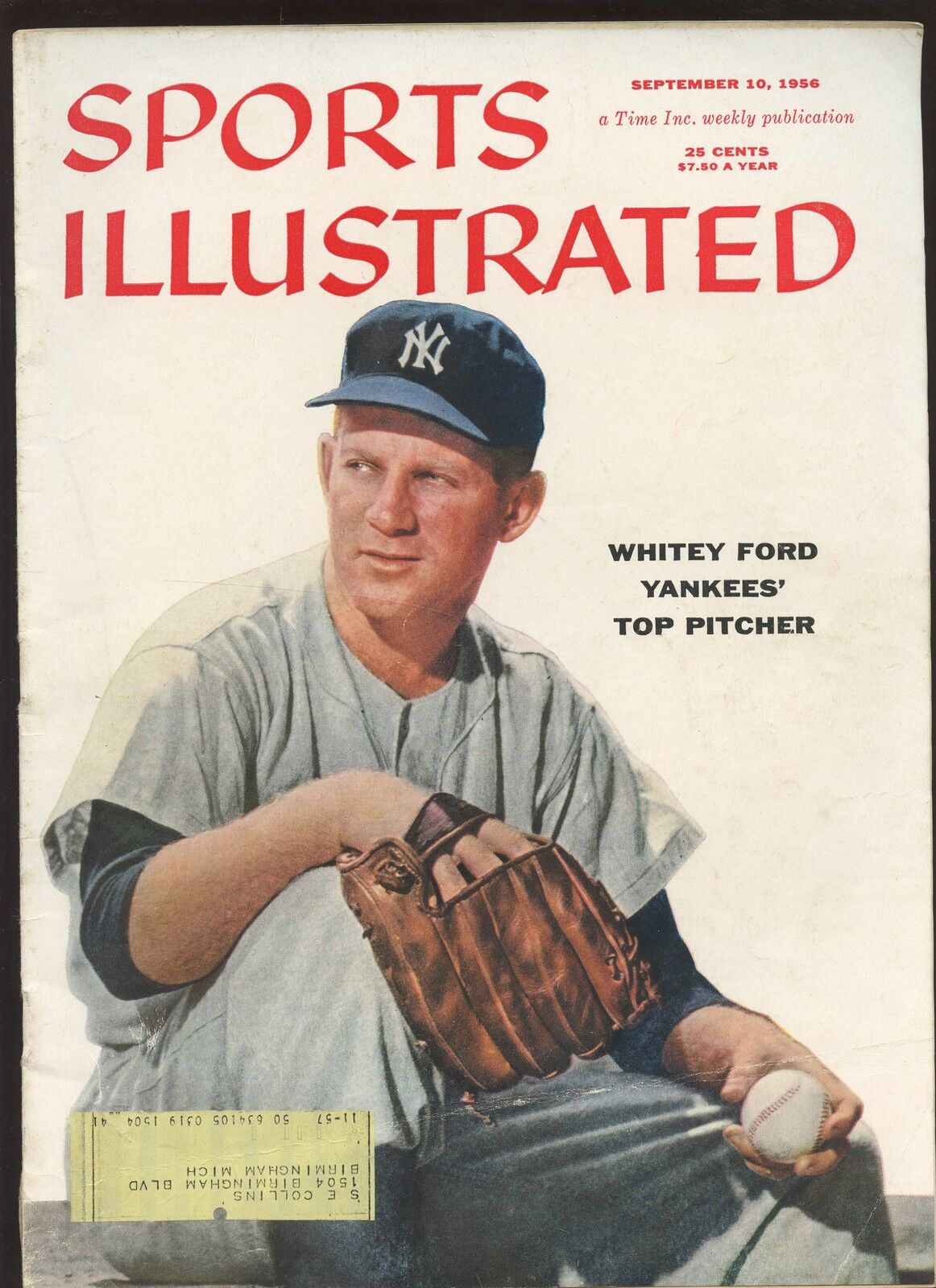 Sep 10 1956 Sports Illustrated Magazine Whitey Ford Yankees on Front Cover VGEX