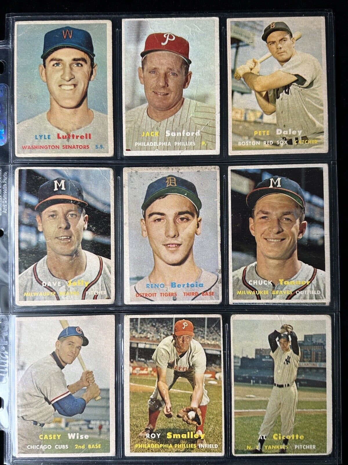 1957 Topps Starter Set Lot of 192 Diff. Baseball Cards w/41 Middle Series