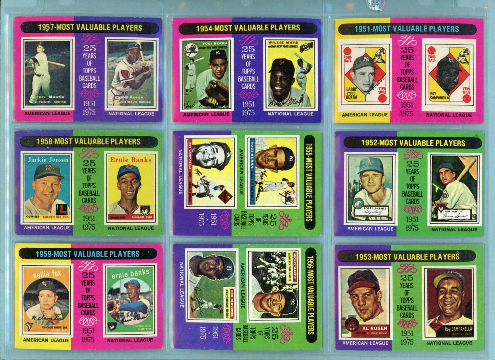 1975 Topps Set of 24 MVP Baseball Cards (#189 thru #212) EX - EX+