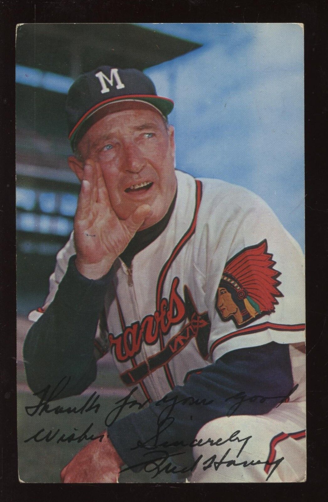 1957 Bill & Bob Milwaukee Braves Postcard Fred Haney VGEX