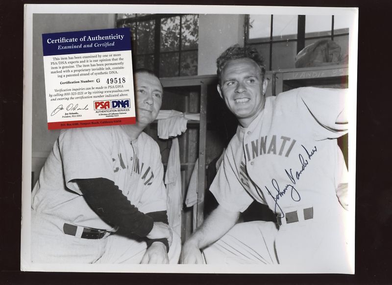 Johnny Vander Meer Locker Room Auto Wire Photo PSA