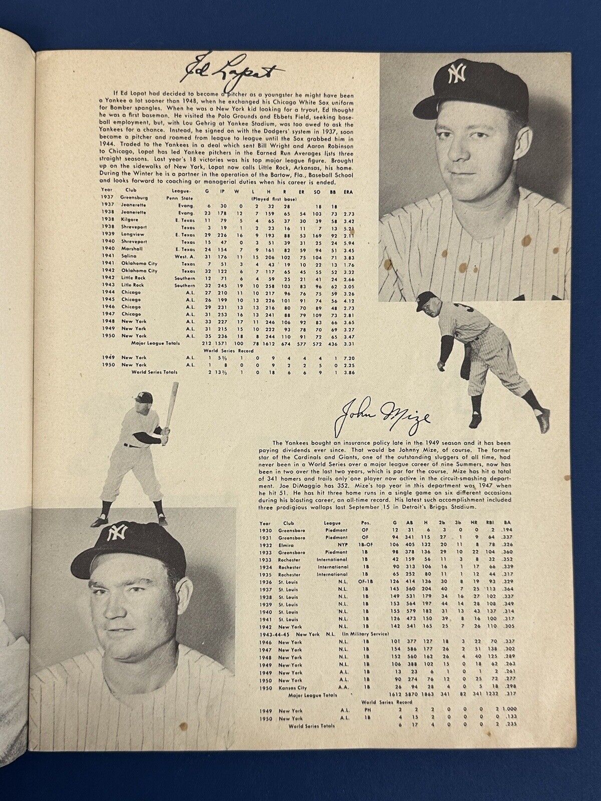 1951 New York Yankees Official Baseball Yearbook w/ Mickey Mantle