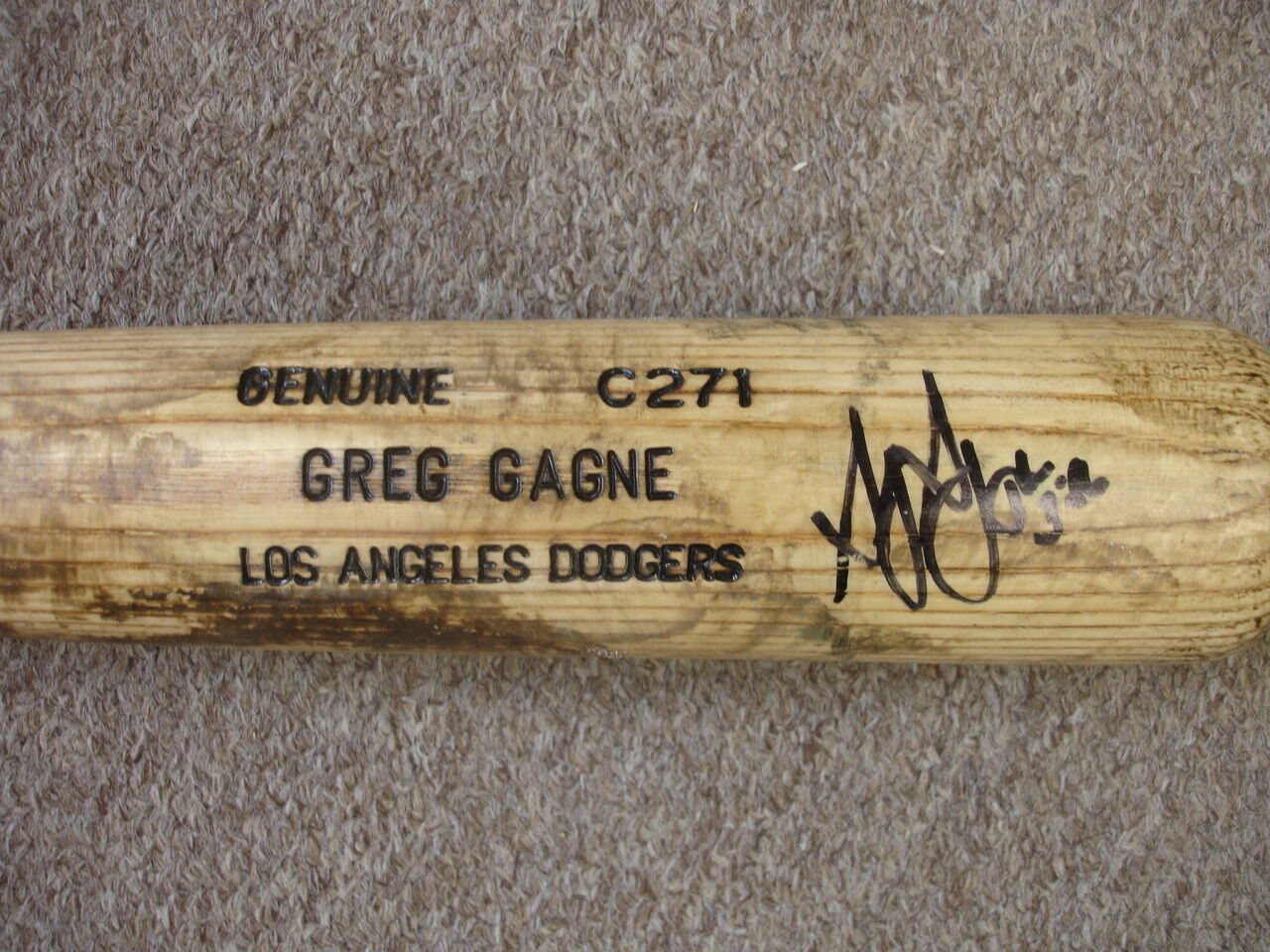 Greg Gagne Los Angeles Dodgers Game Used & Autographed Baseball Bat 