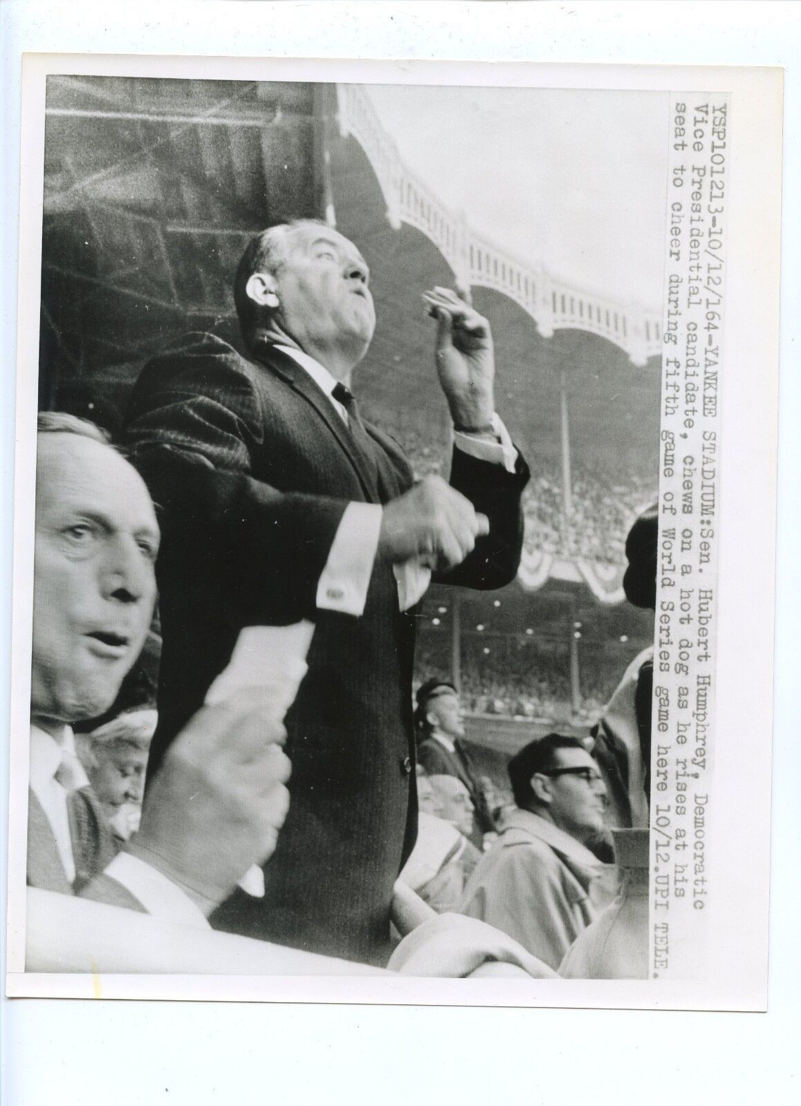 Original October 12 1964 Hubert Humphrey World Series 8 X 10 Wire Photo