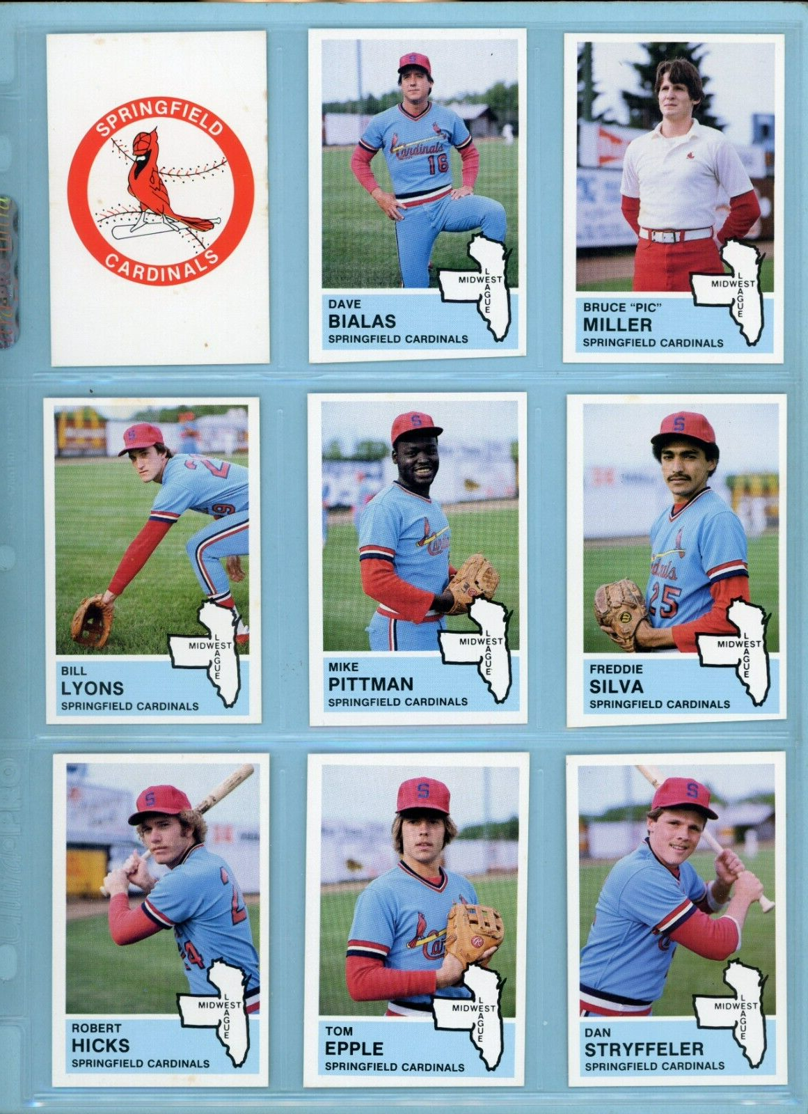 1982 Fritsch Springfield Cardinals Near Set (23 of 24) Baseball Cards NM