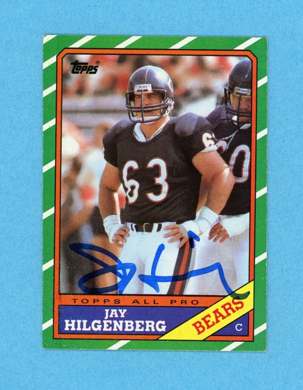 Jay Hilgenberg Chicago Bears Rookie 1986 Topps #17 Autographed Football Card