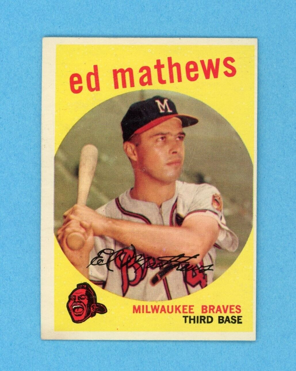 1959 Topps #450 Eddie Mathews Milwaukee Braves Baseball Card E/M o/c ap lth inds